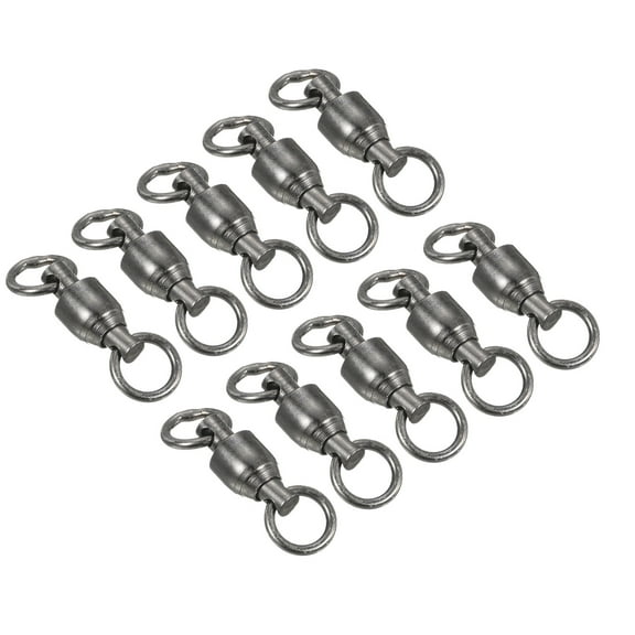 Ball Bearing Swivel, 10Pcs 134lb Carbon Steel Rolling Fishing Tackle, Black