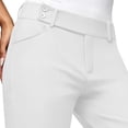 thumbnail image 5 of Yyeselk Women Work Pants with Pockets Straight Leg Slacks Classic Slim Fit Elastic High Waisted Dress Trousers White L, 5 of 6