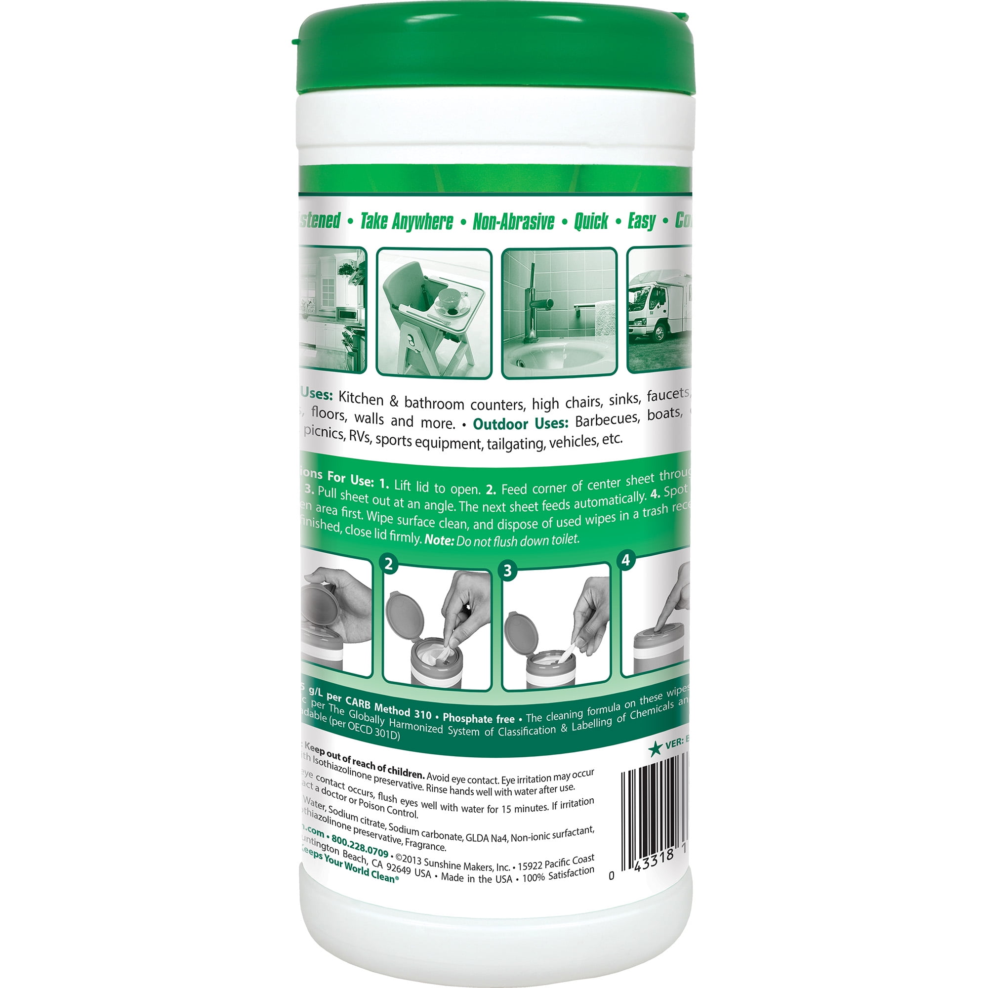 Simple Green All Purpose Cleaning Wipes, White, Canister, polypropylene, 75  Wipes (3810000613351)