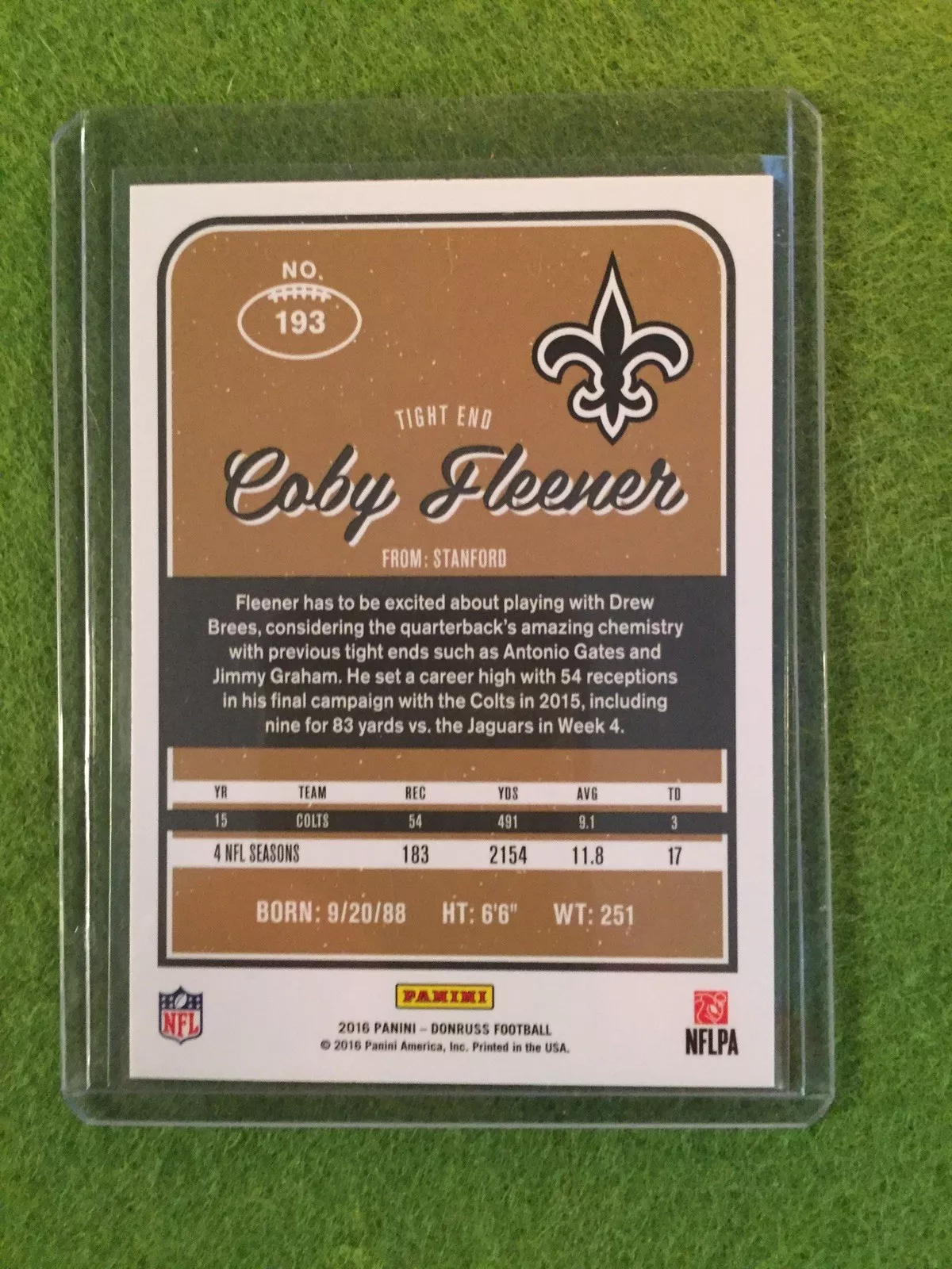 COBY FLEENER SAINTS Football Card 2016 Donruss Press Proof #193 - Rare Red Foil!