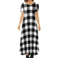 thumbnail image 1 of Robe à Carreaux Cœurs, Robe Maxi de Fête Noire et Blanche, Manches Courtes, Style de Rue Boho, Robes Longues de Plage pour Femmes, Vestido Oversize, 1 of 5