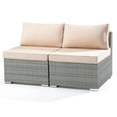 thumbnail image 2 of MeetLeisure 2 Piece Patio Armless Wicker Sofa Set with Removable Cushions, Beige, 2 of 5