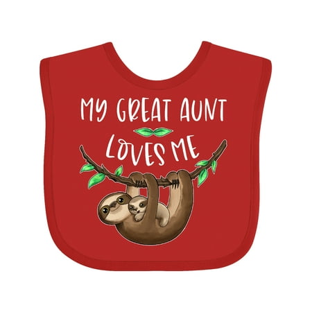 

Inktastic My Great Aunt Loves Me Cute Sloth and Baby Gift Baby Boy or Baby Girl Bib