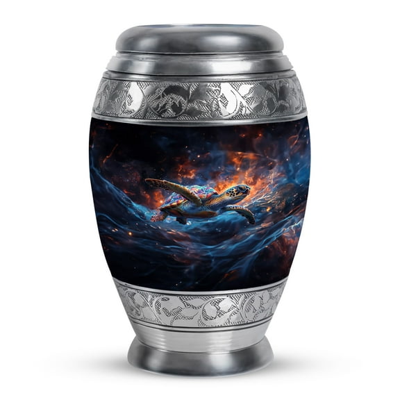 KARYLIZ Turtle Urn - Blue Cremation Urns For Human Ashes Women & Men - Large Urns For Human Ashes Adult Female & Male - 10 Inch - Funeral Urn For Mom & Dad - Urn For Human Ashes Adult Man