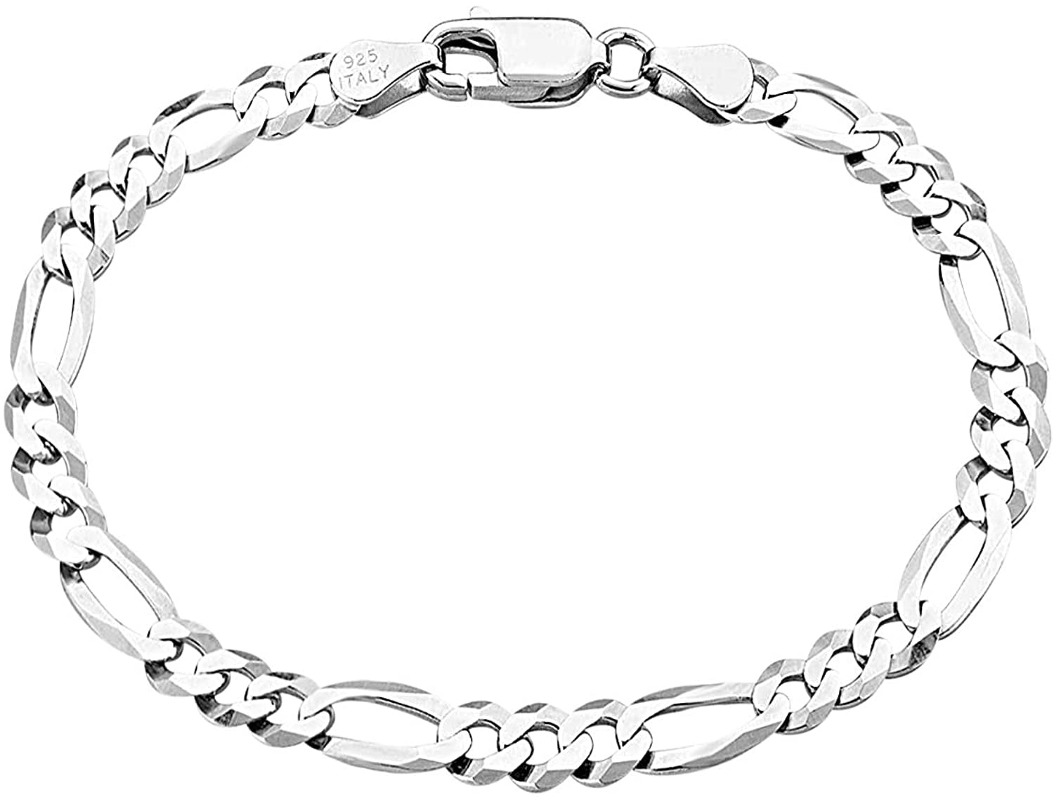Savlano 925 Sterling Silver 7.5mm Italian Solid Figaro Link Chain Necklace with Gift Box for Men & Women Made in Italy 
