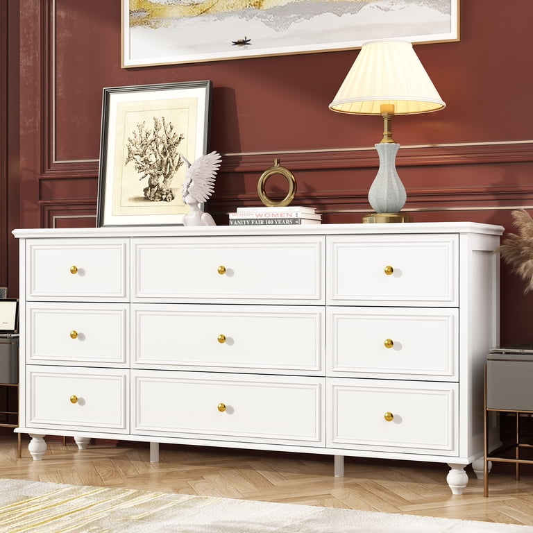 MONSLIPA 9-Drawer Double Dresser, Deep Storage Chest for Bedroom