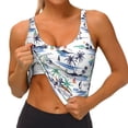 thumbnail image 3 of Uemuo Hawaii Palms Pattern Women's Sports Bra - High Impact Support, Breathable, and Comfortable Athletic Bra for Running, Yoga, and Workouts, 3 of 9