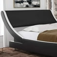 thumbnail image 2 of Amolife Queen Size Modern Platform Bed Frame with Adjustable Headboard, Faux Leather, Black with White Border, 2 of 7