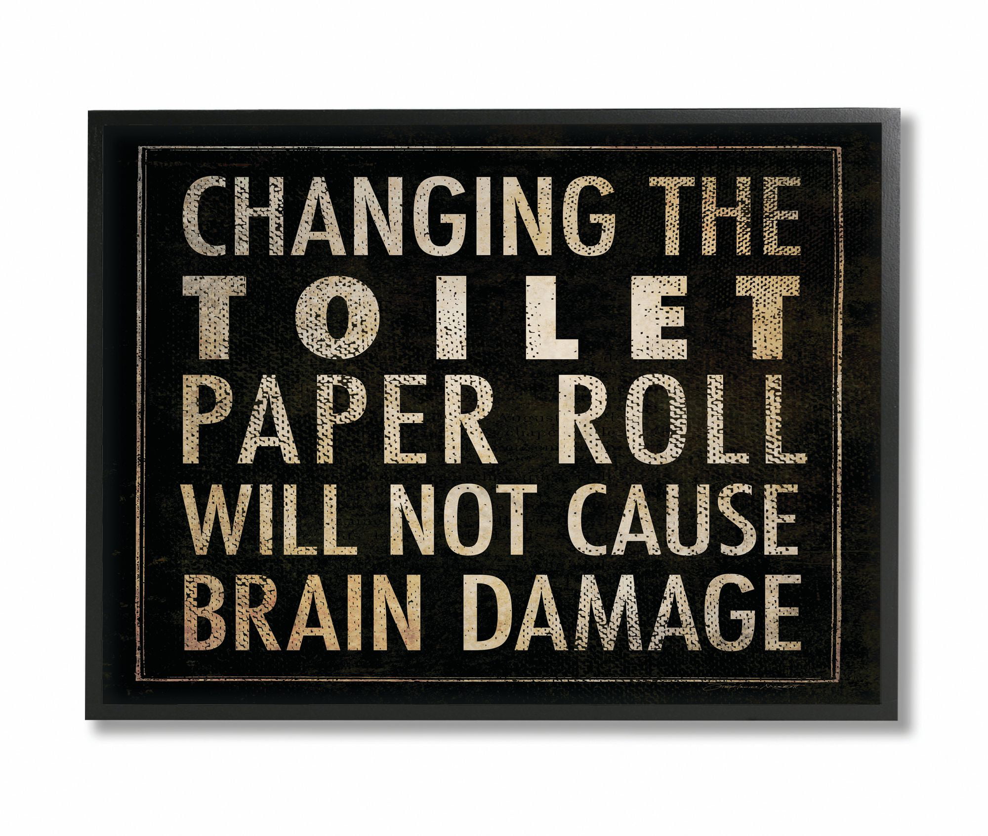 Stupell IndustriesChanging The Toilet Paper ' Black Bathroom Framed ...