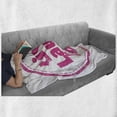 thumbnail image 6 of Live Laugh Love Soft Flannel Fleece Throw Blanket, Lifestyle Stamp Grunge Retro Artwork Illustration, Cozy Plush for Indoor and Outdoor Use, 50" x 70", Hot Pink White, by Ambesonne, 6 of 6