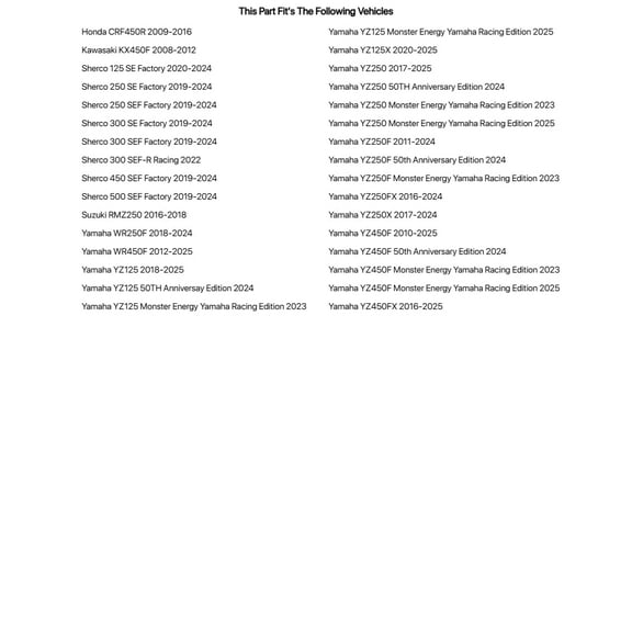 Tusk Fork Bushings for Yamaha YZ125 2018-2024