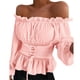 thumbnail image 1 of Gibobby Blusa Casual Para Mujer Camisa casual de manga larga con hombros descubiertos y hombros descubiertos para mujer（Rosa， XXL), 1 of 4