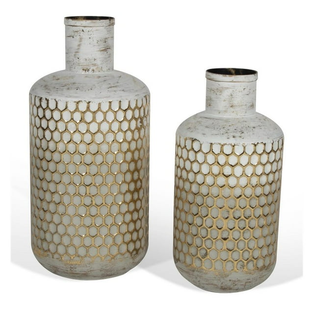 Gild Design House Marilla Metal Table Vase in White/Gold (Set of 2)