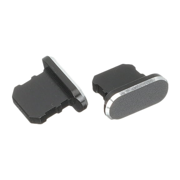 OATIPHO  Black Aluminum Dust Plugs for Phone Charging Ports 2Pcs