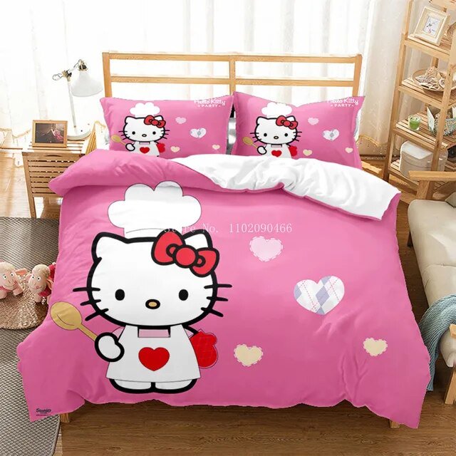 Hot Hello Kitty Comforter Cover Set Bedding Set Digital Printed Bedding Suit EU/US Size Spring Comfortable Household Supplies