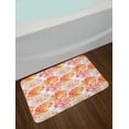 thumbnail image 2 of Floral Bath Mat, Art of Watercolor Style Blossoming Roses, Plush Bathroom Decor Mat with Non Slip Backing, 29.5" X 17.5", Coral Orange White, by Ambesonne, 2 of 2