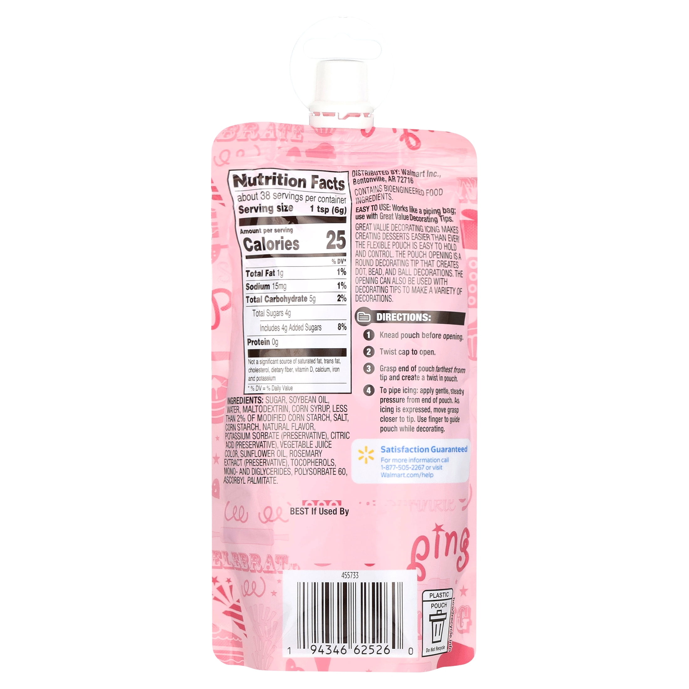 Great Value Decorating Icing, Pink, 8 oz