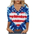 thumbnail image 6 of July 4th Outfits Women 3/4 Sleeve V Neck Patriotic T-Shirts Stars Striped Print Festive Casual Tunic Tops (XL, Blue), 6 of 7