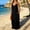 Black, variant on Womens Boho Print Spaghetti Strap Maxi Dress, V-Neck Backless Sleeveless Sundress, Casual Flowy Long Dress for Beach Vacation, Vestido Bohemios de Mujer