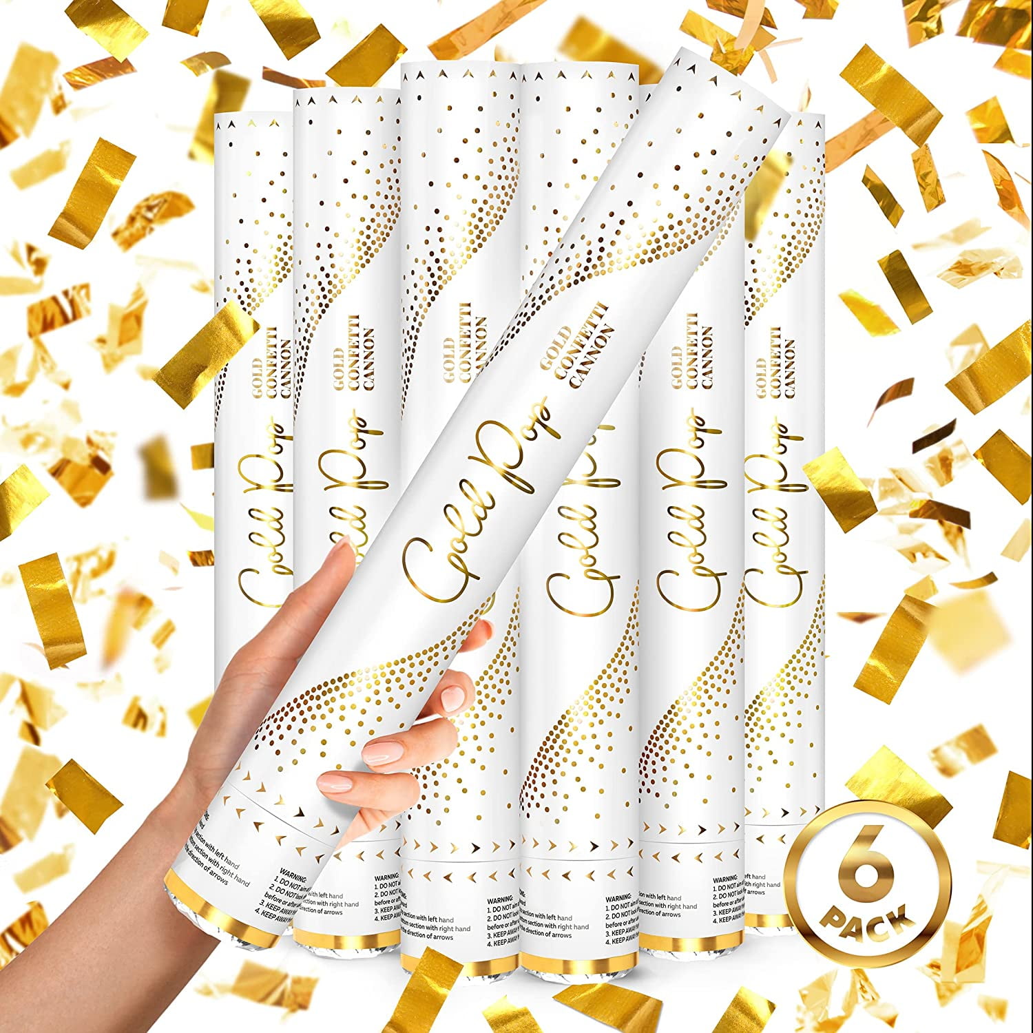 GOLD Confetti Poppers 16" BIODEGRADABLE GOLD Confetti Cannon, Rose