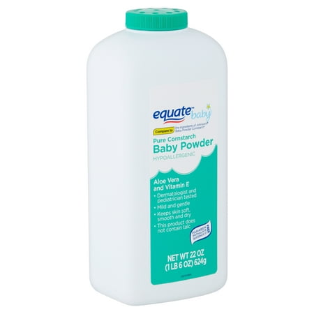 (2 Pack) Equate Baby Hypoallergenic Pure Cornstarch Baby Powder, 22