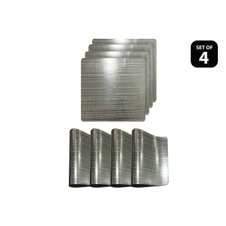 Playmat Set - Dainty Home Emery Metallic Reversible Square Set of 4 Placemats in Gray