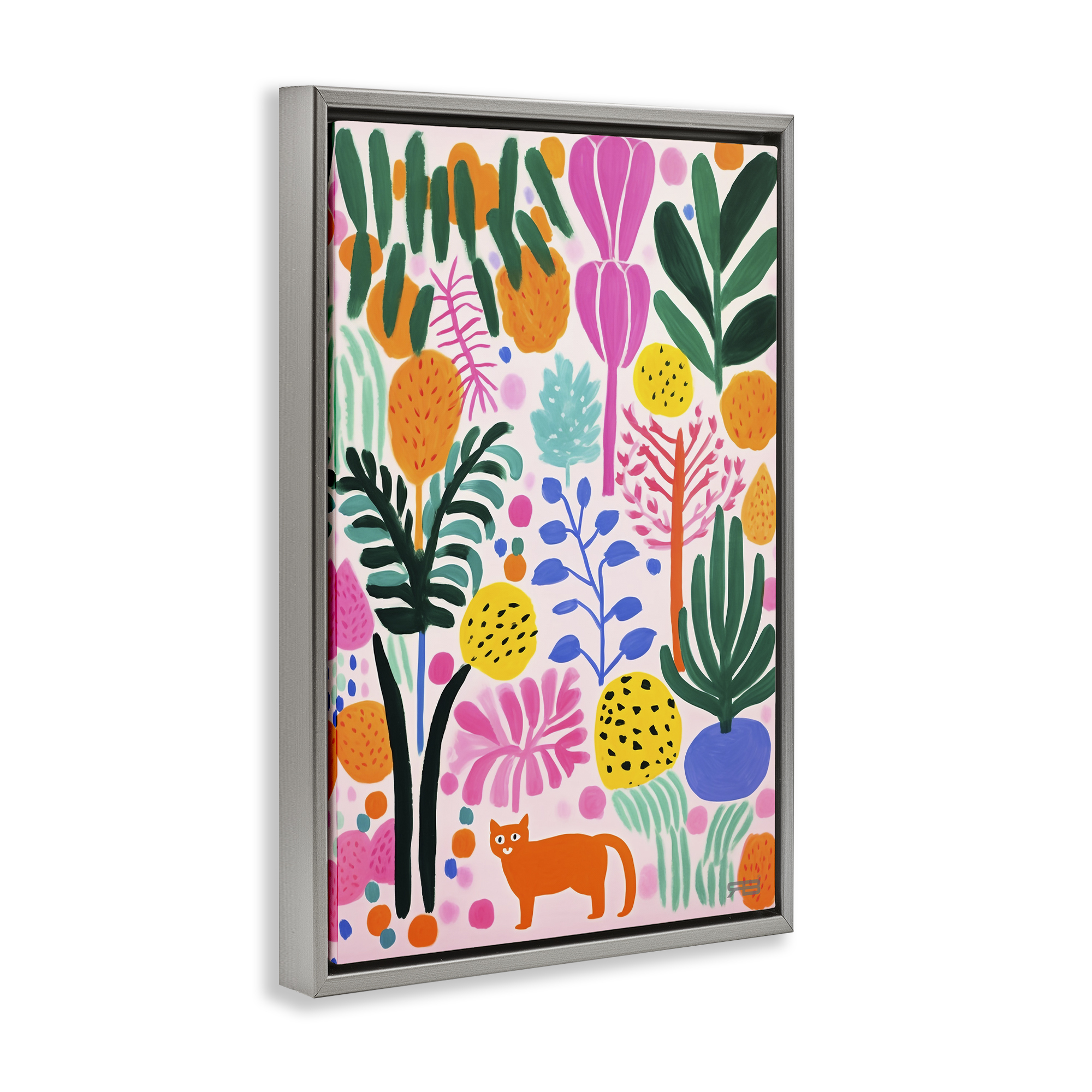 Stupell Industries Fun Botanical Tropics Botanical & Floral Painting Gray Floater Framed Art Print Wall Art, 21 x 31