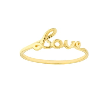 14K Yellow Gold Women's Fancy Script Love Ring, Ring Size 8