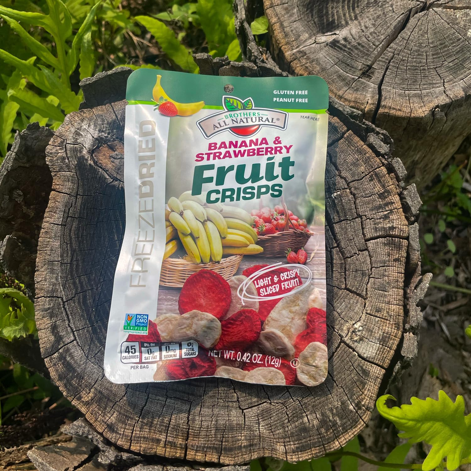 Brothers All Natural Freeze Dried Fruit Crisps, Banana Strawberry, 0.42 Oz (Pack of 12), Made with 100% Fruit, Gluten Free, Soy Free, Vegan, Healthy Snack, Lunch Box Ready