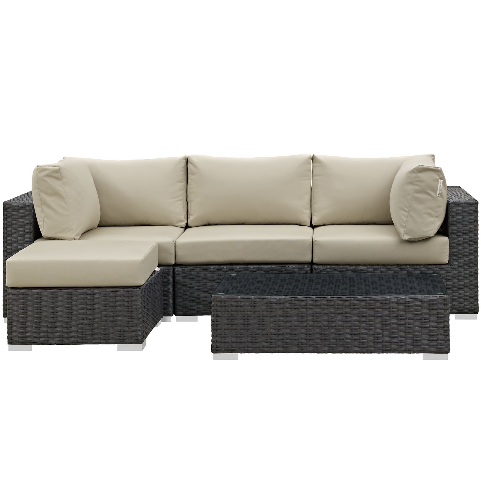 Modern Contemporary Urban Design Outdoor Patio Balcony Five PCS Sectional Sofa Set, Beige 