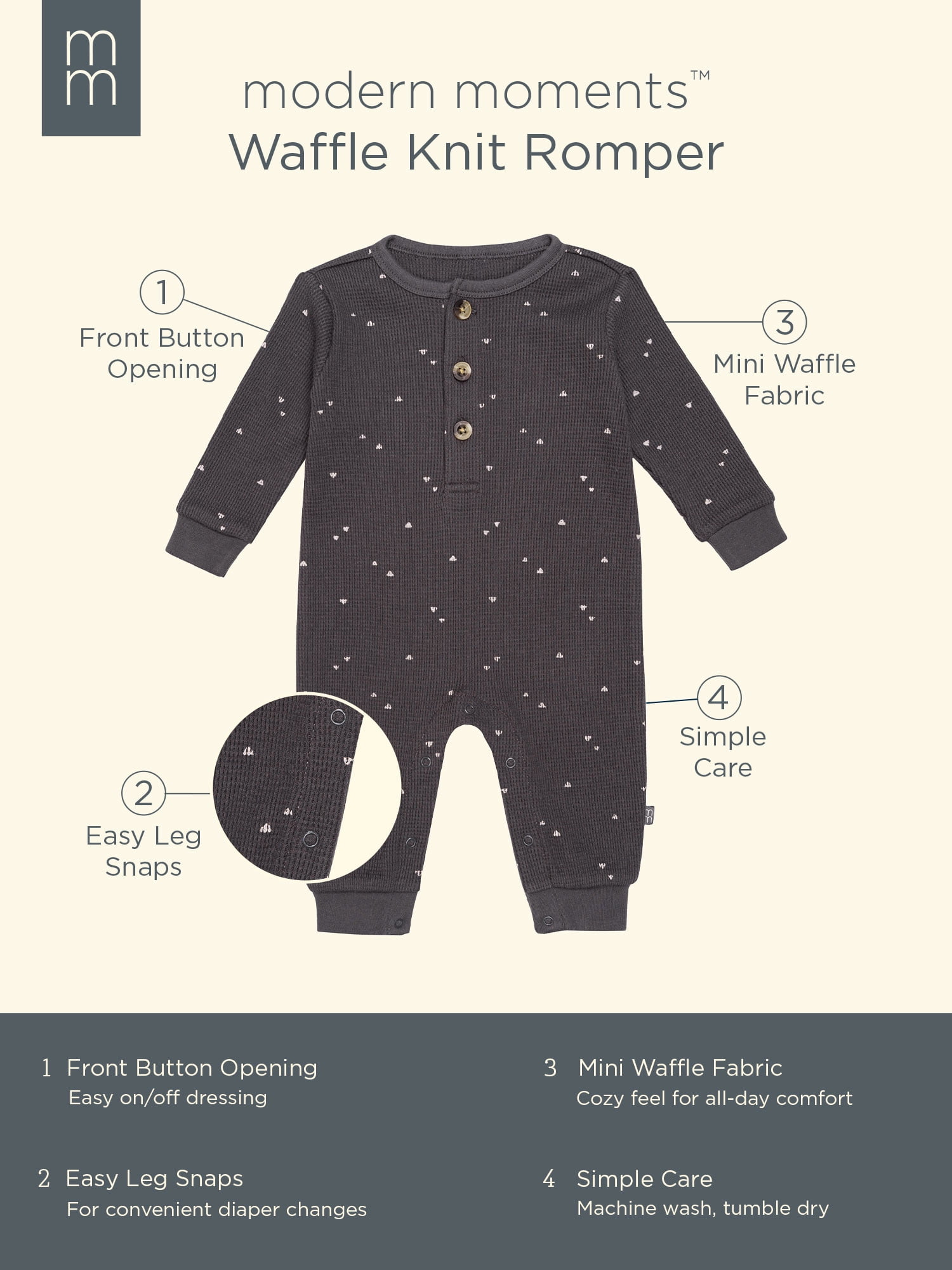 Modern Moments by Gerber Gender Neutral Romper, Sizes 0/3 Months -24 Months