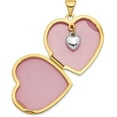 thumbnail image 4 of Gold 10k Two-tone Dia Always in my Heart w/Heart Charm Inside 21mm Heart Locket - 26.9mm Natural Diamonds, 4 of 7
