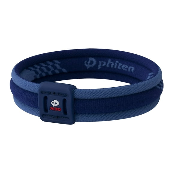 Phiten X30 Edge Titanium Bracelet - Sport Bracelet Permeated with X30 Aqua-Titanium Technology for Alternative Healing - Power Elastomer Zone with Micro Titanium Spheres (Navy, 6.75 Inch)