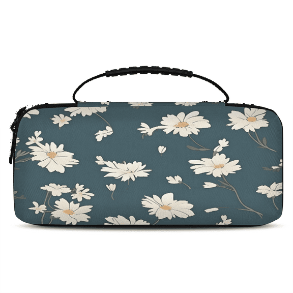 Herdesigns Daisy Carry Case Compatible with Nintendo Switch 2017 & Oled 2021, with 20 Game Card Slots, Daisy Flower Portable Travel Carrying Case Pouch for Accessories & Games