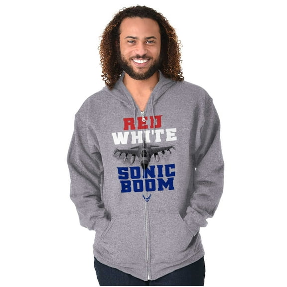 US Air Force Patriotic Sonic Boom Zip Up Hoodie Men's Women's Brisco Brands S