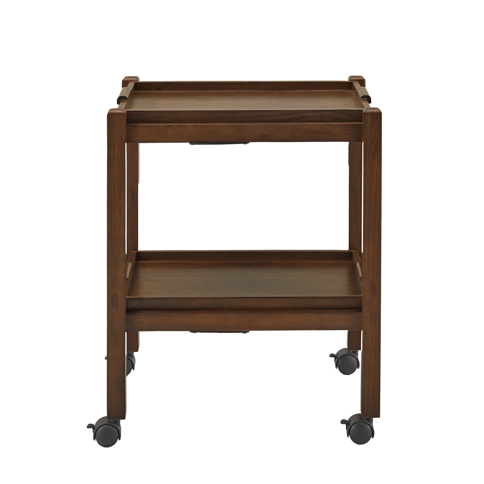 Weston Home Telluride Wood Finish Folding Bar Cart with Two Detachable Trays, Walnut Finish