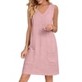 thumbnail image 3 of ClodeEU Women's V Neck Sleeveless T-Shirt Dress,Casual Loose Mini Dress with Pockets Pink,Women's Plus L, 3 of 7