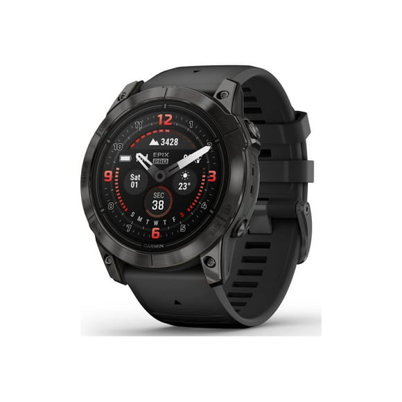 Garmin epix Pro - Sapphire Edition - 2nd generation - 51 mm - titanium carbon gray DLC - Yes smart watch with band - silicone - black - wrist size: 5 in - 8.27 in - display 1.4" - 32 GB - Bluetooth, Wi-Fi, ANT+ - 3.1 oz