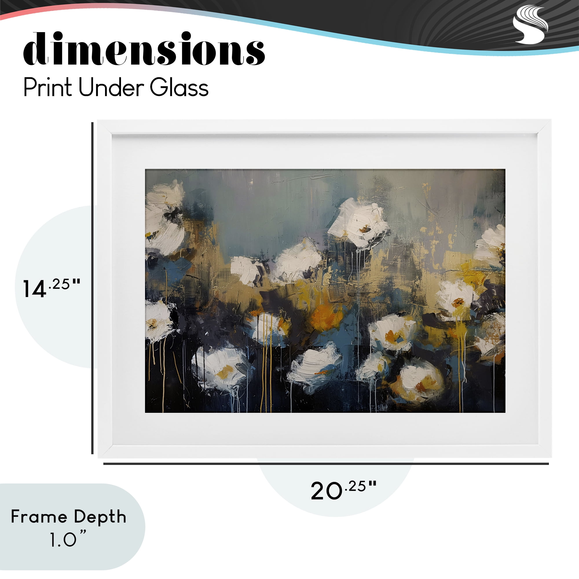 Stupell Industries Contemporary Paint Drip Blossoms White Framed Print Under Glass, design by Jacky Ngan