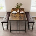 thumbnail image 5 of Jojoka 3 Piece Dining Table Set for 4, Kitchen Table with 2 PU Leather Upholstered Benches, Industrial Wood Top Breakfast Dinette for Small Space, Kitchen, Apartment, Dining Room, Rustic Brown, 5 of 8