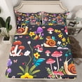 thumbnail image 2 of jejeloiu Wild Fungus Mushroom Full Size Sheets,Cute Rustic Flowers Bed Sheets,Kawaii Snail Sheet Sets For Girls Boys,Ultra Soft Home Decor,4-Piece, 2 of 7