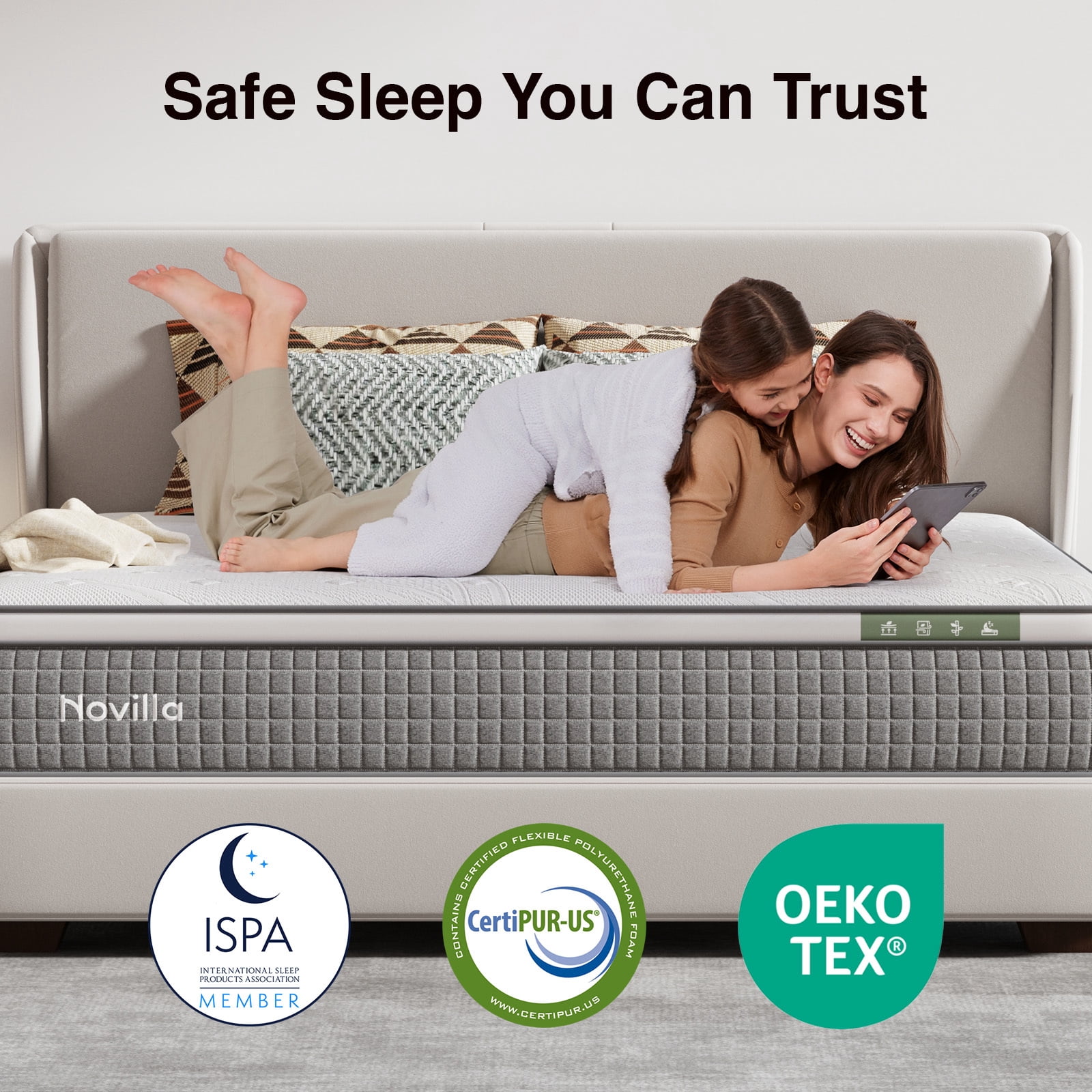 Novilla 12 Inch King Mattress,Hybrid Mattress King Size with Silky Cool Fabric, Gel Memory Foam & Pocketed Coils for Motion Isolation & Refreshing Cool Nights CertiPUR-US Certified