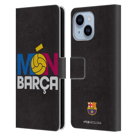 Head Case Designs Officially Licensed FC Barcelona Campions Mon Barca Leather Book Wallet Case Cover Compatible with Apple iPhone 14 Plus