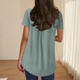 thumbnail image 4 of Camisetas Casuales de Mujer Cuello Redondo de Color Sólido con Diseño de Manga de Botón Ahuecado, Camiseta de Verano Ligera para Uso Diario, 4 of 9