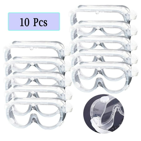 

SAYFUT 10 Pcs Anti-fog Dust Goggles Safety Glasses Adjustable Eyewear For Adults Clear