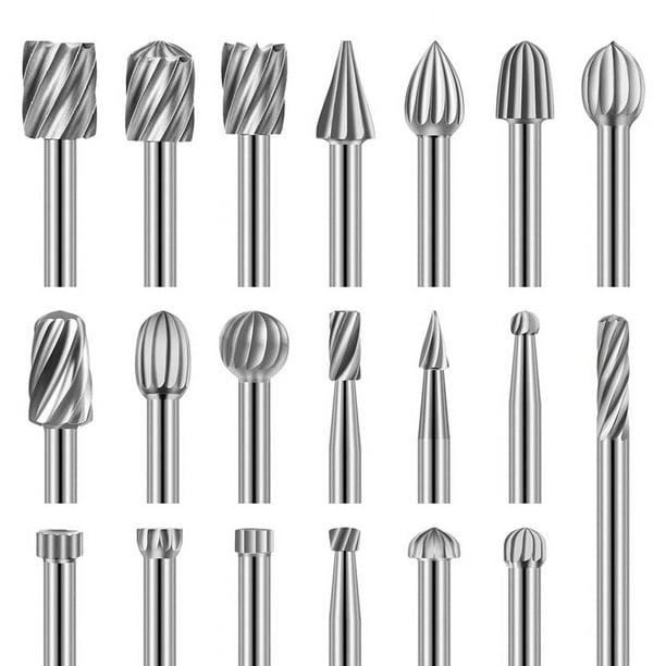 Brocas para Grabado y Tallado, 20 Piezas, Accesorios para Herramientas Rotativas, Juego de Brocas Rotativas