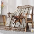 thumbnail image 6 of Fleece Blanket Farmhouses Brown Country Stars Blankets, Soft Cozy Warm Flannel Throw Blanket, Vintage Wood Patterns Blanket for Bed Couch Sofa,40x60In, 6 of 9