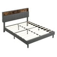 thumbnail image 5 of Aukfa Queen Upholstered Bed Frame with Storage Headboard and USB Port for Adults, Linen, Gray, 5 of 8