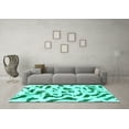 thumbnail image 3 of Ahgly Company Indoor Square Abstract Turquoise Blue Modern Area Rugs, 6' Square, 3 of 4