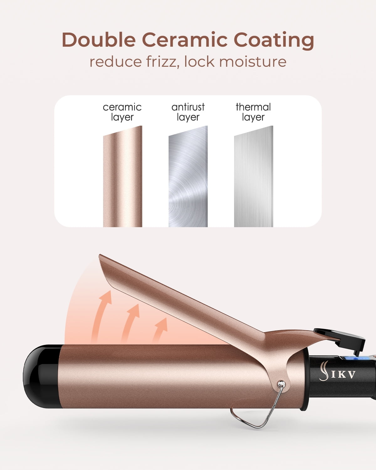2 inch Curling Iron for Long Hair，Extra Large Barrel Curling Wand Ceramic Tourmaline, Long Barrel Hair Curler Dual Voltege